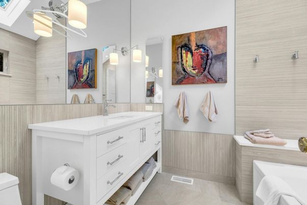 Bathroom, Dual Sink Vanities, Interior, Pendant Lights