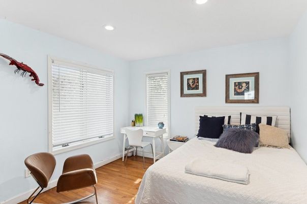 Bedroom, Home Office, Interior, Recessed Lighting, Wood Texture Flooring