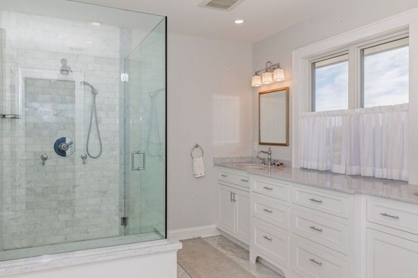 Bathroom, Dual Sink Vanities, Glass Shower, Interior, Recessed Lighting