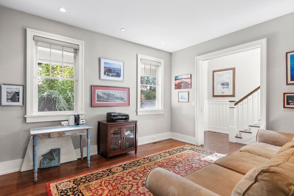 Home Office, Interior, Recessed Lighting, Wood Texture Flooring