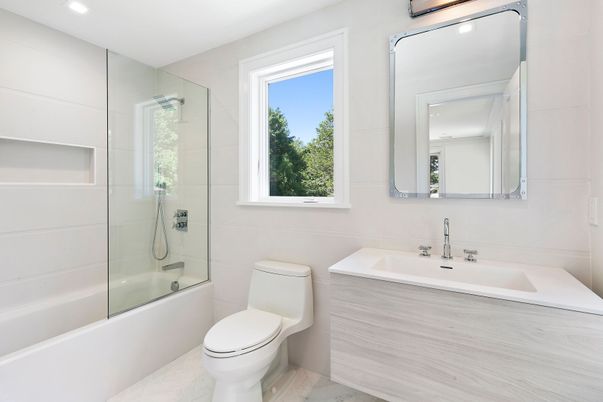 Bathroom, Glass Shower, Interior, Marble, Recessed Lighting