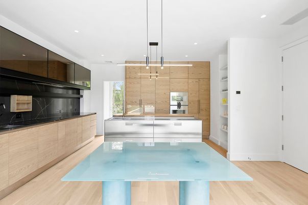 Interior, Kitchen, Pendant Lights, Recessed Lighting, Wood Texture Flooring