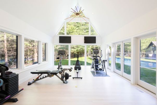 Fitness Equipment, Interior, Recessed Lighting, Wood Texture Flooring