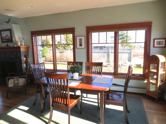 Dining room, Fireplace, Interior, Recessed Lighting, Wood Texture Flooring