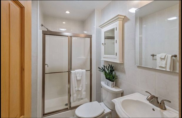 Bathroom, Glass Shower, Interior, Recessed Lighting
