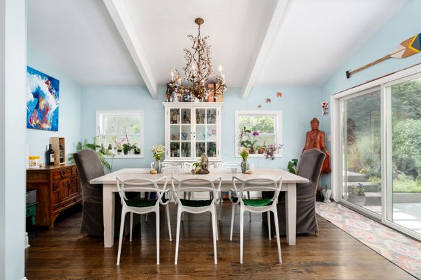 Chandelier, Dining room, Interior, Wood Texture Flooring
