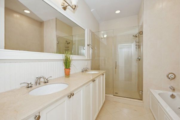 Bathroom, Dual Sink Vanities, Glass Shower, Interior, Recessed Lighting