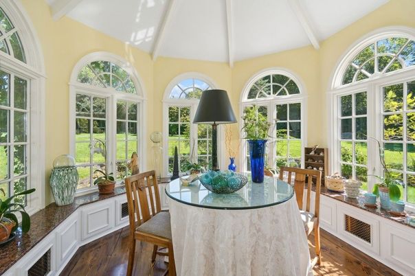 Dining room, Interior, Sun Room, Wood Texture Flooring