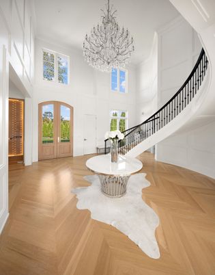 Chandelier, Interior, Wood Texture Flooring