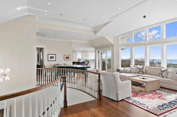 Interior, Living room, Pendant Lights, Recessed Lighting, Water, Wood Texture Flooring