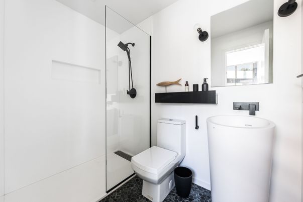 Bathroom, Dual Sink Vanities, Glass Shower, Interior