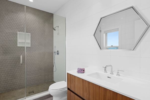 Bathroom, Glass Shower, Interior, Recessed Lighting