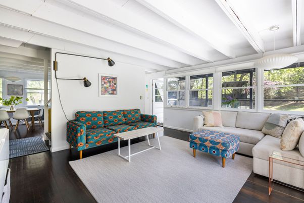 Dining room, Interior, Living room, Pendant Lights, Wood Texture Flooring