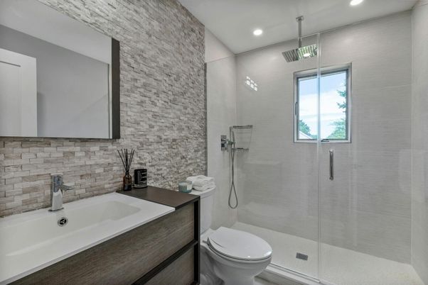 Bathroom, Glass Shower, Interior, Recessed Lighting