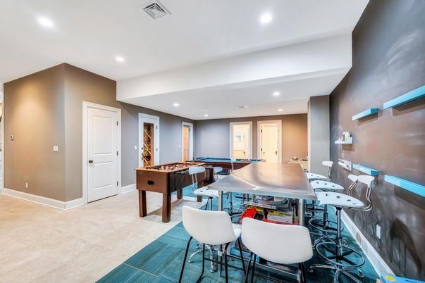 Billiard Table, Game Room, Interior, Recessed Lighting