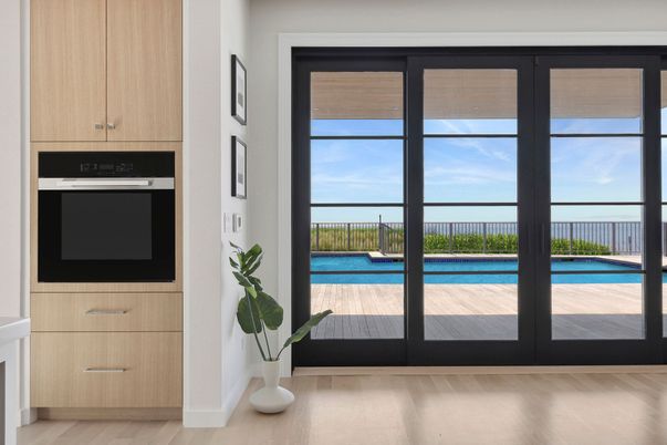 Interior, Kitchen, Stainless Steel Appliances, Water, Wood Texture Flooring