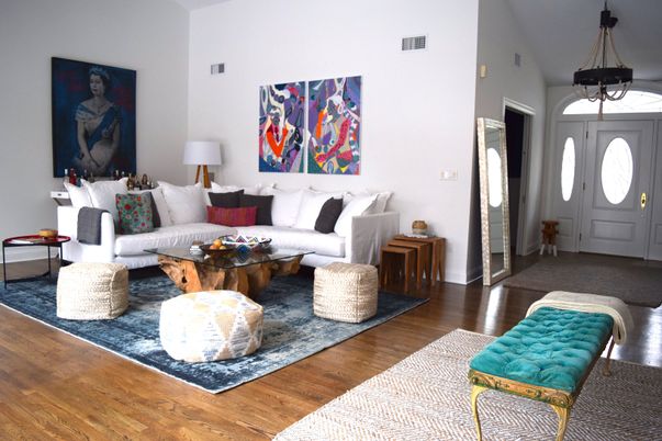 Interior, Living room, Pendant Lights, Wood Texture Flooring