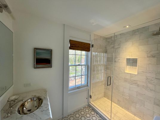 Bathroom, Glass Shower, Interior, Marble Walls, Recessed Lighting