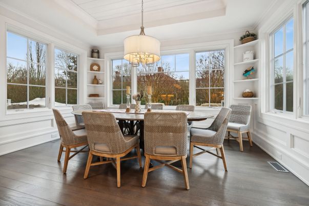 Chandelier, Dining room, Interior, Wood Texture Flooring