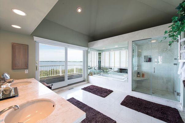 Bathroom, Dual Sink Vanities, Glass Shower, Interior, Recessed Lighting, Water
