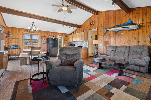 Chandelier, Interior, Kitchen, Living room, Wooden Beams, Wood Texture Flooring, Wooden Walls