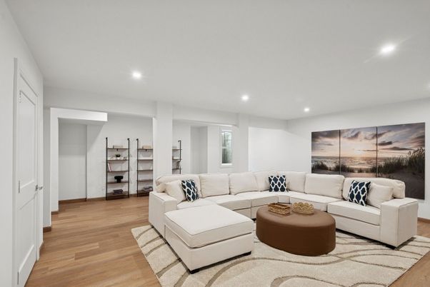 Interior, Living room, Recessed Lighting, Wood Texture Flooring