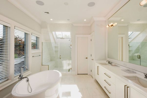 Bathroom, Dual Sink Vanities, Free Standing Baths, Glass Shower, Interior, Recessed Lighting