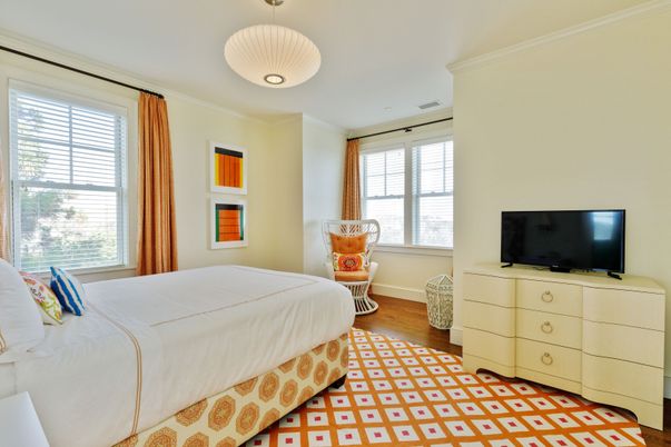 Bedroom, Interior, Pendant Lights, Wood Texture Flooring