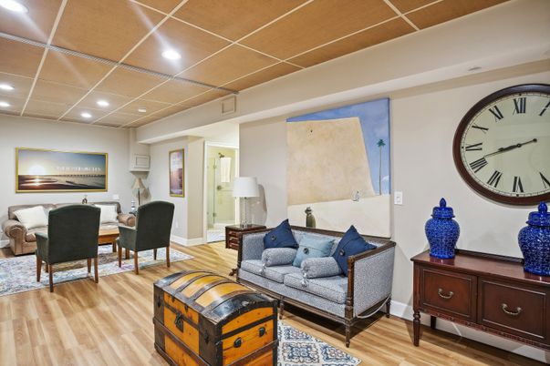 Dining room, Interior, Living room, Recessed Lighting, Wood Texture Flooring