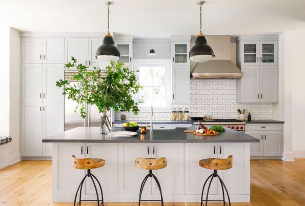 Interior, Kitchen, Pendant Lights, Wood Texture Flooring