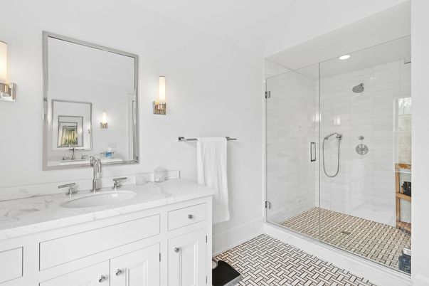 Bathroom, Glass Shower, Interior, Recessed Lighting