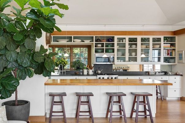 Interior, Kitchen, Pendant Lights, Wood Texture Flooring