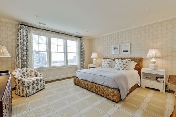 Bedroom, Interior, Recessed Lighting, Stone Walls, Wood Texture Flooring