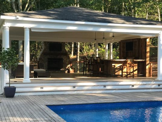 Exterior, Fireplace, Pool