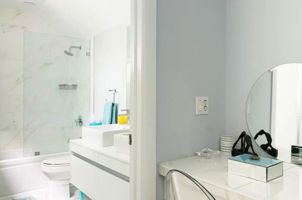 Bathroom, Glass Shower, Interior, Tile Countertops