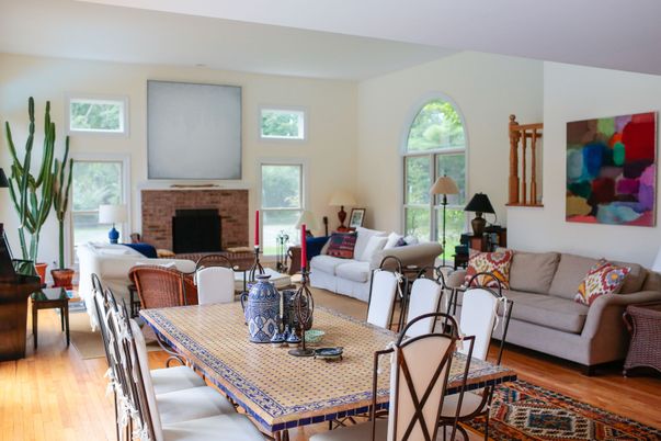 Dining room, Fireplace, Interior, Living room, Wood Texture Flooring