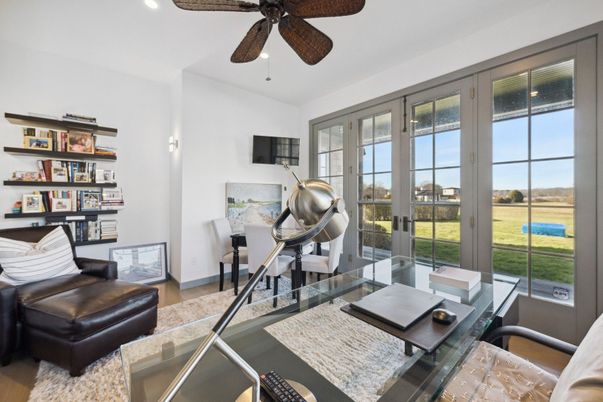 Home Office, Interior, Recessed Lighting, Wood Texture Flooring