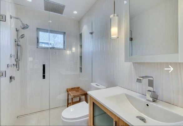 Bathroom, Glass Shower, Interior, Recessed Lighting