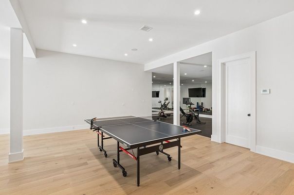 Game Room, Interior, Recessed Lighting, Wood Texture Flooring