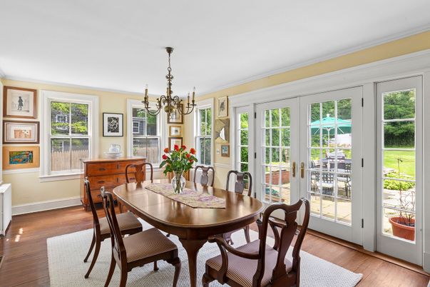 Chandelier, Dining room, Interior, Wood Texture Flooring