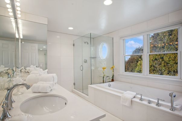 Bathroom, Dual Sink Vanities, Glass Shower, Interior, Recessed Lighting