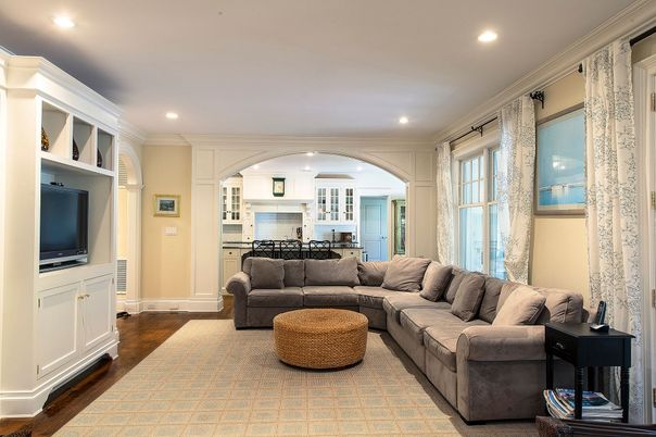 Interior, Kitchen, Living room, Recessed Lighting, Wood Texture Flooring