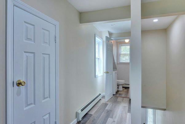 Bathroom, Interior, Recessed Lighting, Wood Texture Flooring