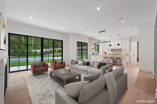 Interior, Kitchen, Living room, Pendant Lights, Recessed Lighting, Wood Texture Flooring