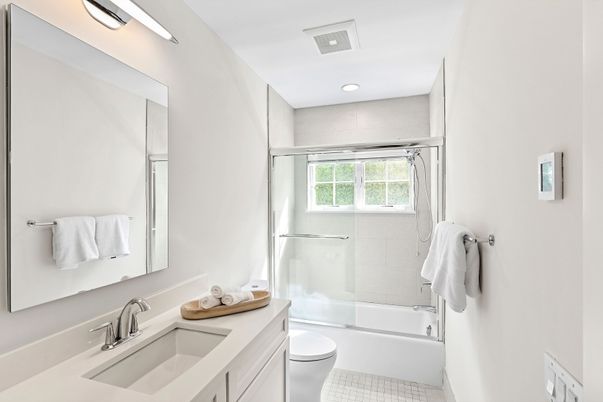 Bathroom, Glass Shower, Interior, Recessed Lighting