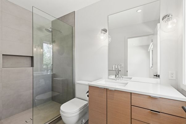 Bathroom, Glass Shower, Interior, Recessed Lighting