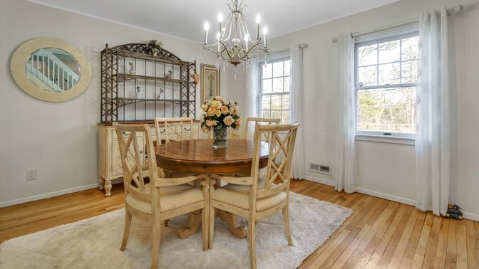 Chandelier, Dining room, Interior, Wood Texture Flooring