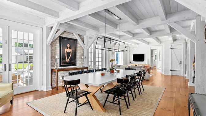 Interior, Living room, Pendant Lights, Wood Texture Flooring