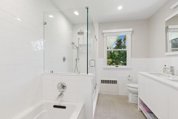 Bathroom, Glass Shower, Interior, Recessed Lighting