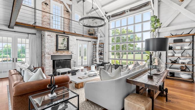 Fireplace, Interior, Living room, Stone Walls, Wood Texture Flooring